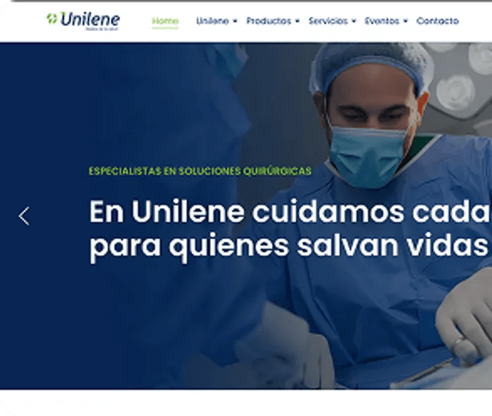 captura de pantalla del sitio unilene